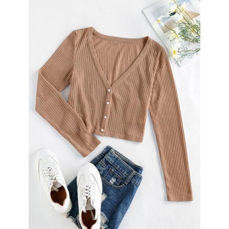 Ribbed Knit Crop Cardigan