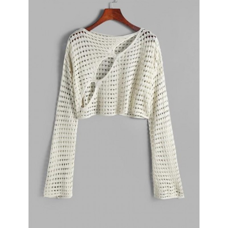 Cutout See Through Cropped Sweater