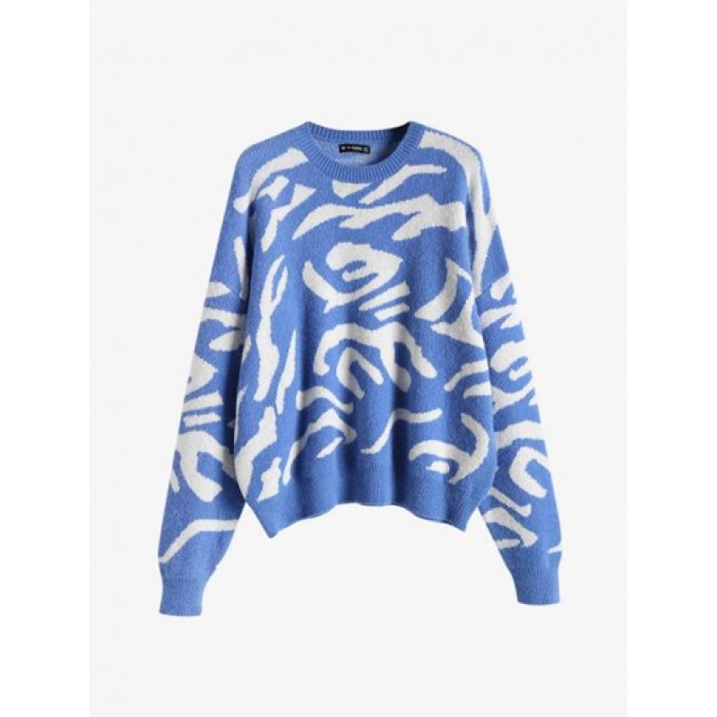 Leopard Graphic Slouchy Drop Shoulder Sweater