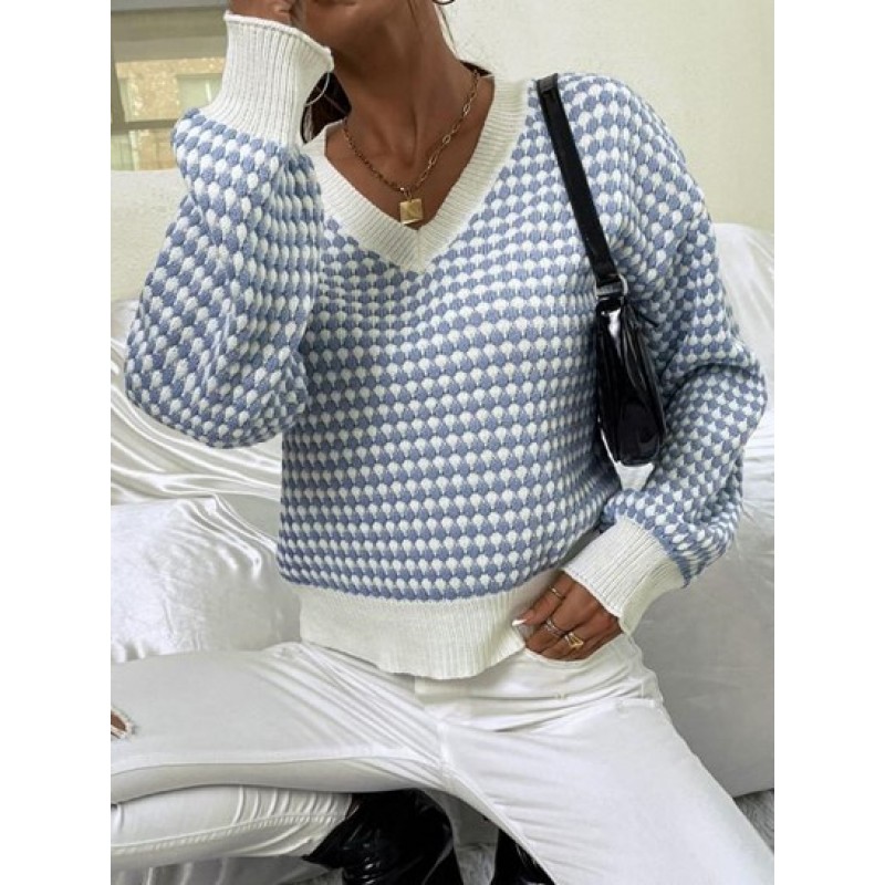 Lantern Sleeve Drop Shoulder Textured Sweater