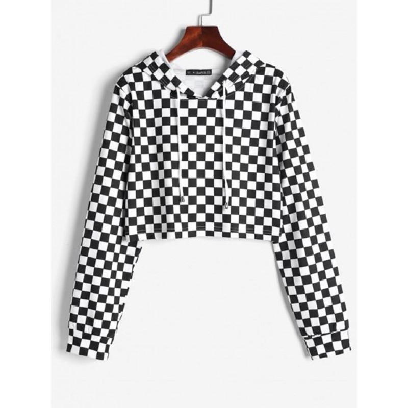 Cropped Checkerboard Hoodie