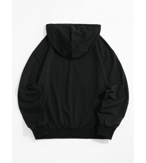 Halloween Abstract Skeleton Graphic Slouchy Drawstring Hoodie