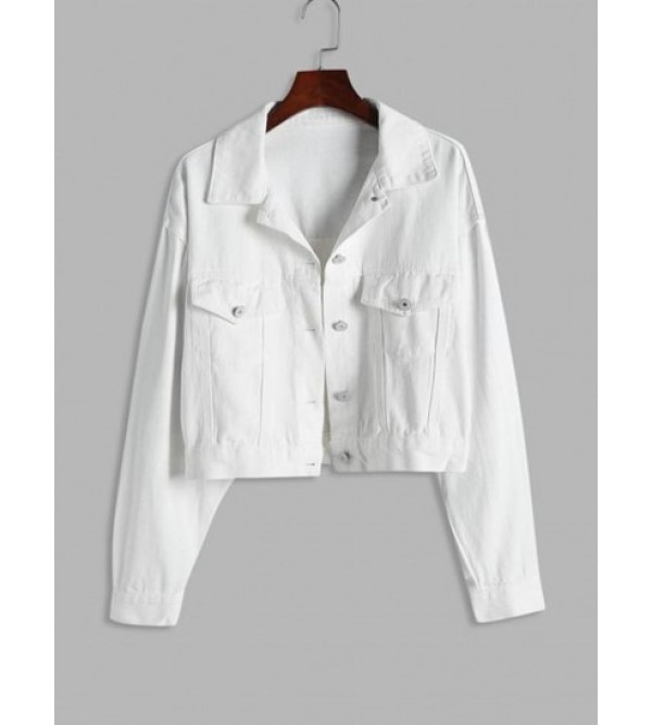Button Up Fringed Back Denim Jacket
