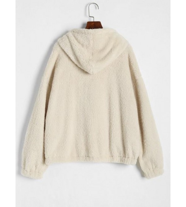 Hooded Fluffy Faux Shearling Jacket